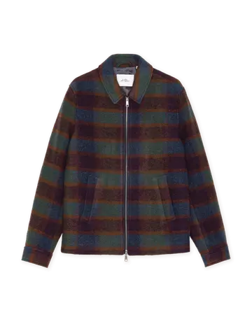 Les Deux Check Wool Zipper Coach Jacket 