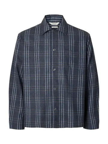 SELECTED SLMRLXSVEND WT CHECK WOOL BLEND LIG Blå