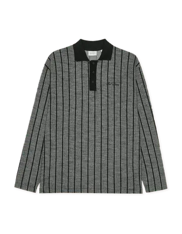 Les Deux Pinstriped Jacquard LS Polo 