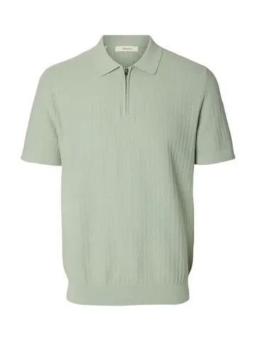 SELECTED SLHCRAN SS KNIT STRUCTURE HALF ZIP Grøn