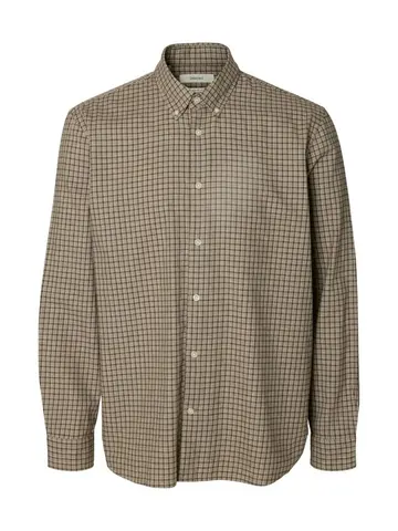 SELECTED SLMCOLE-JAY REG MELANGE LS SHIRT NO Brun