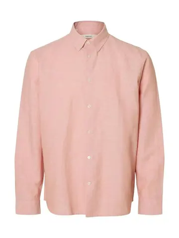 SELECTED SLMREGCLAUS CLAY LINENBLEND LS SHT Lysrød