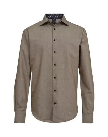Garant Signatur Mens shirt l/s modern fit Brun