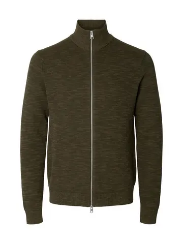 SELECTED SLHDANE LS KNIT STRUCTURE FULL ZIP Grøn