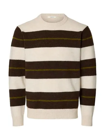 SELECTED SLHRAI LS KNIT CREW NECK W Grå