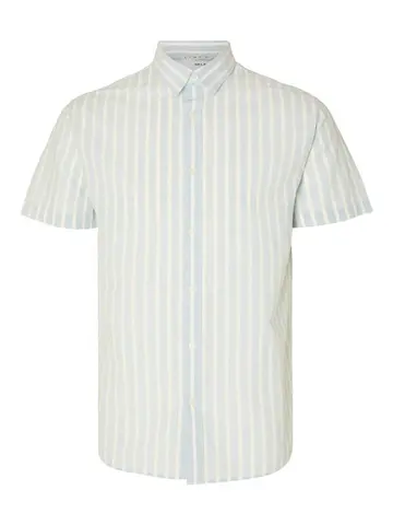 SELECTED SLHREG-NEW LINEN SHIRT SS NOOS Blå