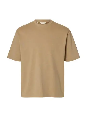 SELECTED SLHLOOSEOSCAR SS O-NECK TEE NOOS Brun