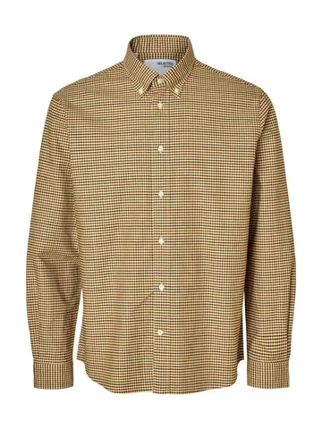 SELECTED SLHREGBLAKE OX CHECK BD LS SHIRT lysbrun