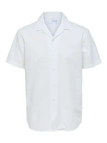 SELECTED SLHREGNEW-LINEN SHIRT SS RESORT W Hvid