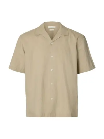 SELECTED SLMRLXCASPER CLAY LINENBLEND SS SHT Grå