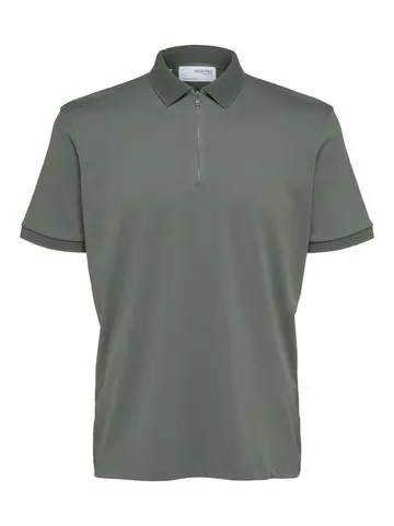 SELECTED SLHFAVE ZIP SS POLO B Grøn