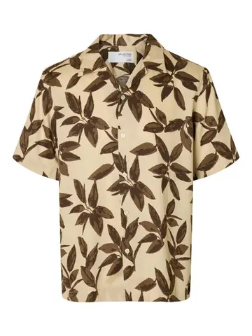 SELECTED SLHREGNOA MIX SHIRT SS RESORT Grå