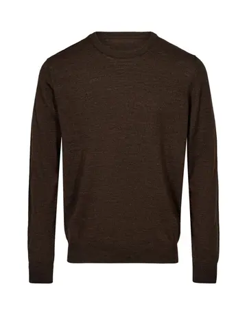 GARANT SIGNATUR O-NECK MERINO BLEND Mørkbrun