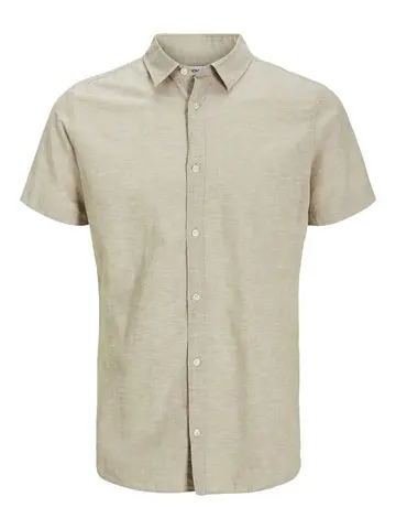 Jack & Jones JJEBREEZE LINEN BLEND SHIRT SS SN Grå