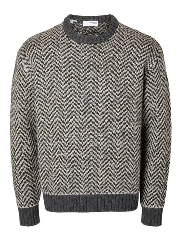 SELECTED SLHHARRY LS KNIT RELAXED CREW NECK Grå