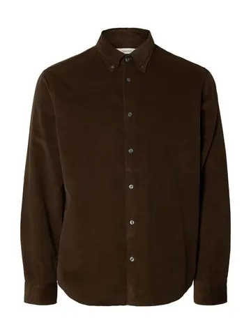 SELECTED SLHREGDANNI CORD BD LS SHIRT NOOS Brun