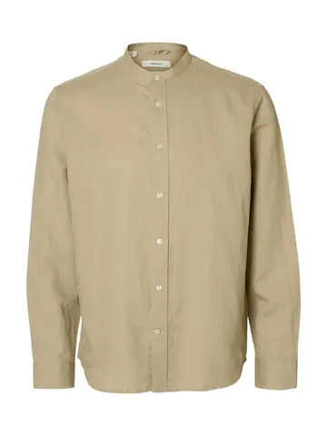 SELECTED SLMREGCLAY LINENBLEND LS SHIRT BAND Grå