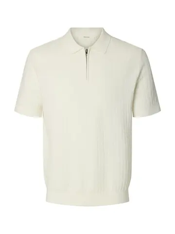 SELECTED SLHCRAN SS KNIT STRUCTURE HALF ZIP Hvid