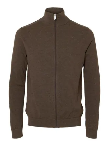 SELECTED SLHBERG FULL ZIP CARDIGAN B NO Brun