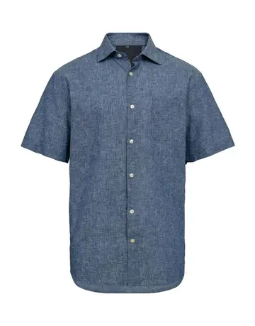 Black Blue Reg. fit linen  s/s shirt 