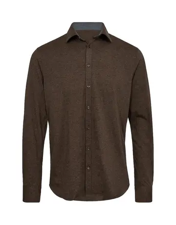 Garant Knitted l/s shirt modern fit Mørkbrun