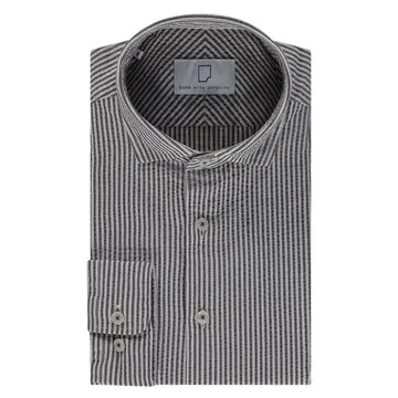 Born With Appetite SAWYER SEERSUCKER SHIRT WS LS Mørkbrun