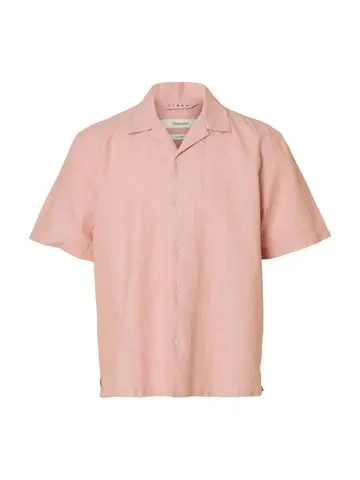 SELECTED SLMRLXCASPER CLAY LINENBLEND SS SHT Lysrød
