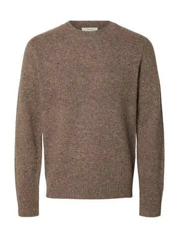 SELECTED SLHNEIL LS KNIT NEPS CREW NECK Brun
