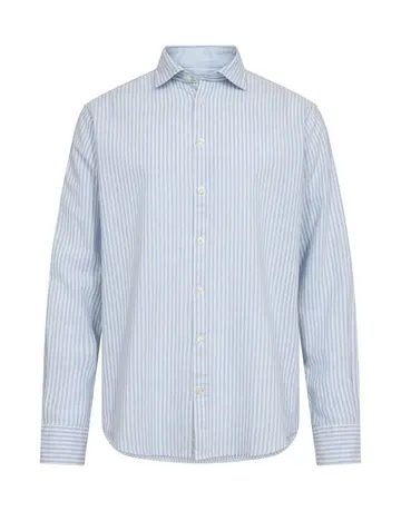 Garant Signatur Linen blend shirt l/s modern fit Lysblå