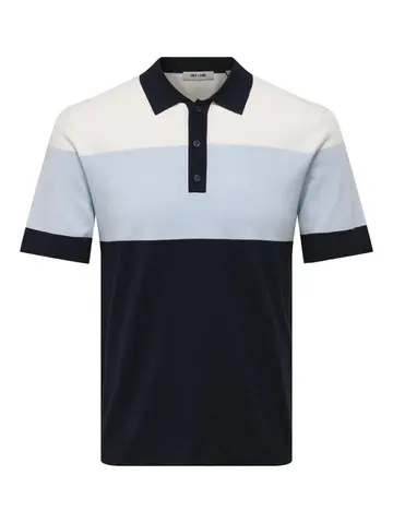 Only & Sons ONSWYLER LIFE REG BLOCK SS POLO KNI Blå