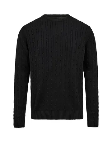 Garant Casual Cable o-neck knit regular fit Sort