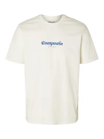SELECTED SLHRELAXGABE PRINT SS O-NECK TEE Hvid