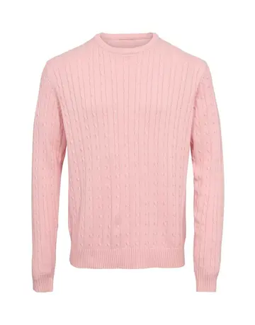 Garant Casual Cable o-neck knit regular fit Lysrød
