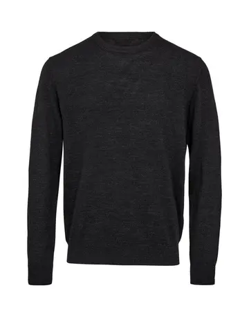 GARANT SIGNATUR O-NECK MERINO BLEND Mørkgrå