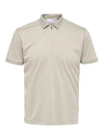 SELECTED SLHFAVE ZIP SS POLO B Grå