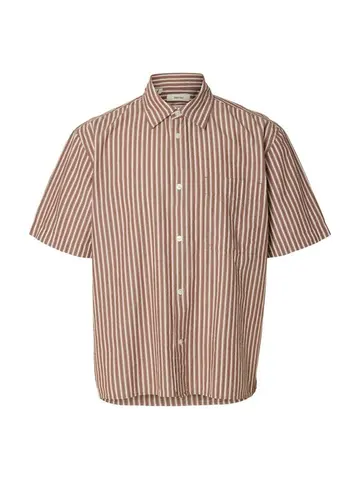 SELECTED SLHRLXSTUART SEERSUCKER SS SHIRT Brun