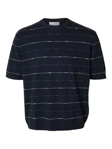 SELECTED SLHBERG SUN SS KNIT RELAXED TEE Blå