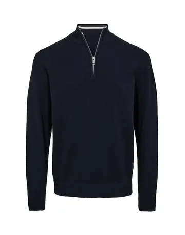 Black Blue Zip collar regular fit knit 