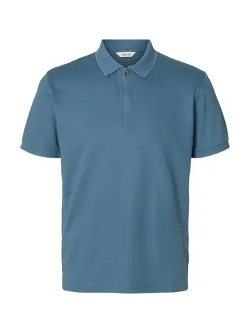 SELECTED SLHFAVE ZIP SS POLO B Grå