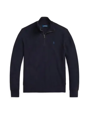 Ralph Lauren Mesh-Knit Cotton Quarter-Zip Sweater 