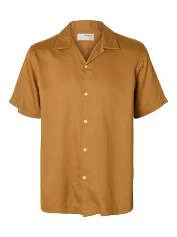 SELECTED SLHREGNOA MIX SHIRT SS RESORT Brun
