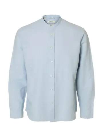 SELECTED SLMREGCLAY LINENBLEND LS SHIRT BAND Blå