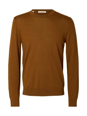 SELECTED SLHTRAY LS KNIT MERINO CREW NECK NO Brun