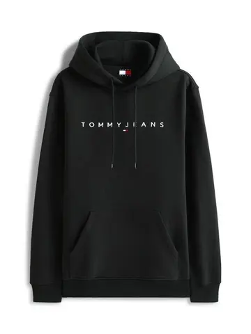 Tommy Jeans TJM REG LINEAR LOGO HOODIE EXT Sort