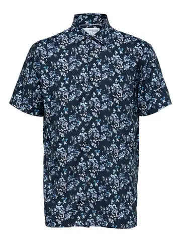 SELECTED SLHREG-ALFRED SHIRT SS AOP B Blå