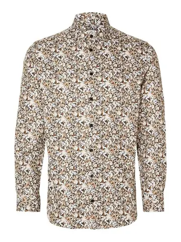 SELECTED SLHSLIMSOHO-ETHAN-AOP SHIRT LS B NO Blå