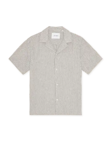 Les Deux Lukas Stripe Cotton Linen SS Shirt 