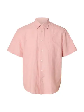 SELECTED SLMREGCLAUS CLAY LINENBLEND SS SHT Lysrød