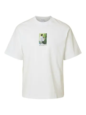 SELECTED SLHRELAXDARIUS PRINT SS O-NECK TEE Hvid