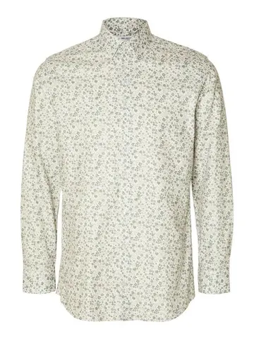 SELECTED SLHSLIMSOHO-ETHAN-AOP SHIRT LS B NO Hvid